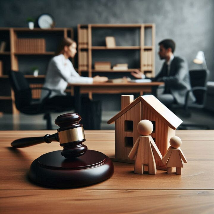 Anne baba arasındaki velayet hakkı ve çocukların üstün yararı ile mahkeme tokmağı görseli.